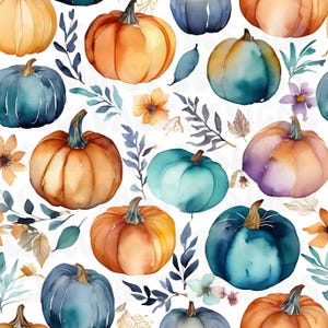 Calabazas Acuarela Otoño PNG Imagen Digital Arte de Pared Manualidades Álbum de Recortes Decoupage Sublimación Planificador Diario Calendario Descarga Digital