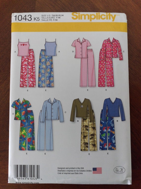 Simplicity Pattern 1043 Child/'s Girls/' and Boys/' Separates
