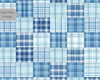 Küsten Blau Patchwork Plaid Digitales Papier PNG