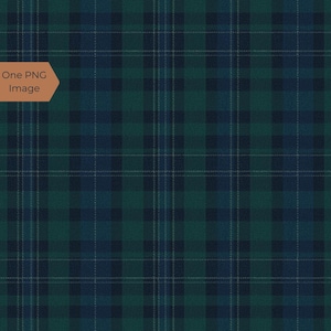 May include: A digital graphic featuring a dark green and navy blue plaid tartan pattern with thin, light gray intersecting lines. A light brown tag in the upper left corner contains the text One PNG Image in dark brown lettering.