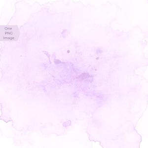 May include: A watercolor wash in shades of light purple and lavender, with soft edges and a textured appearance. The image has a gradient effect, transitioning from a lighter hue to a deeper purple. Text in the upper left corner reads "One PNG Image."