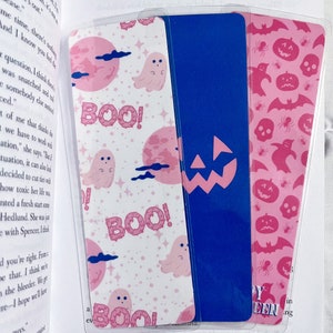Set of 3 Halloween Bookmarks | Pink aesthetic bookmarks | Spooky Season Bookmarks | Pumpkin bookmarks