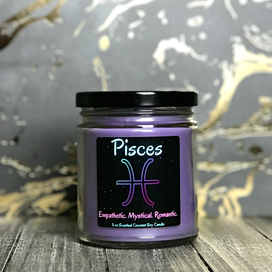 Pisces Zodiac Candle Coconut Wax Candle with Crackling Wood Etsy