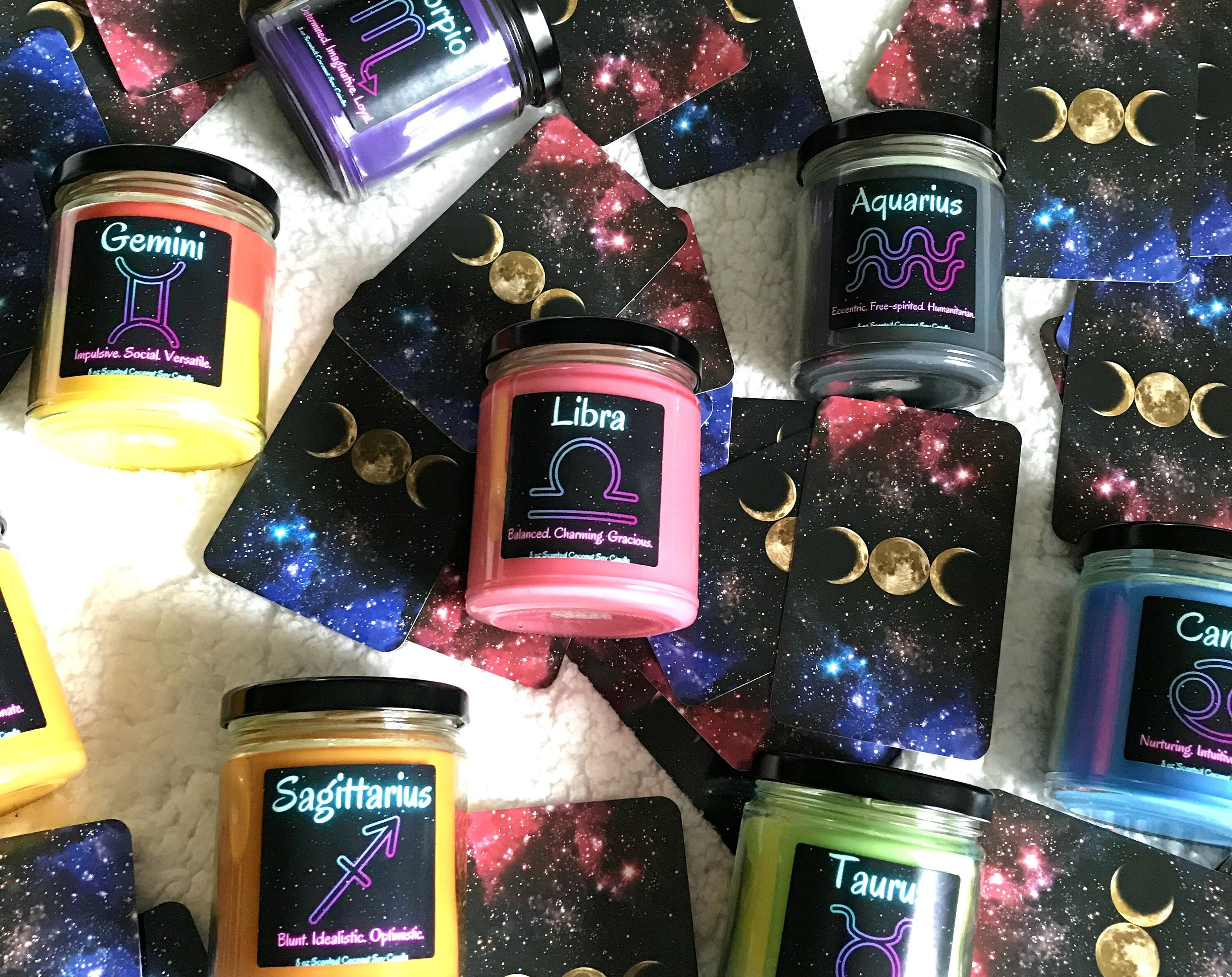 Zodiac Candle Set Pick 2 Scented Astrology Candles Zodiac Etsy