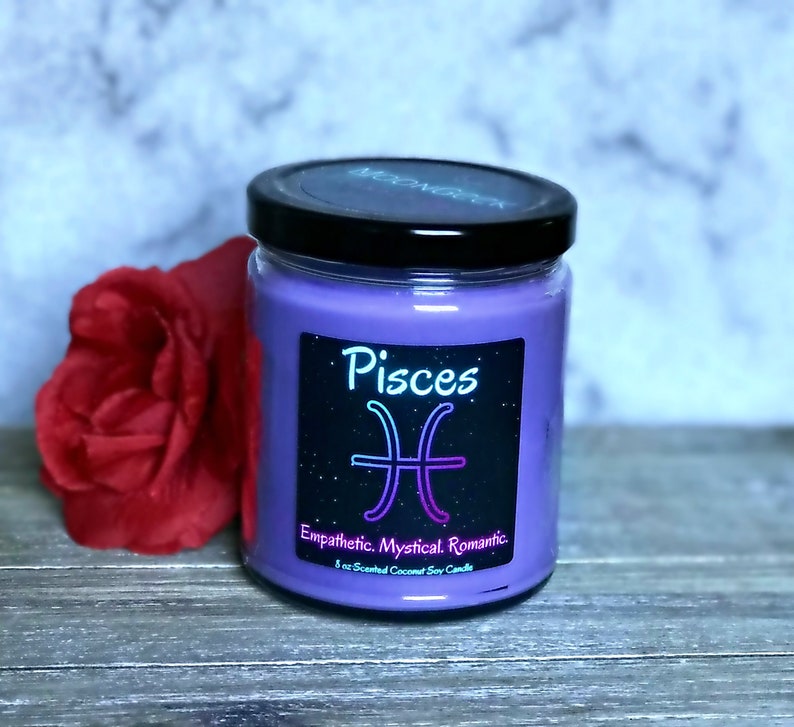 Pisces Zodiac Candle Coconut Wax Candle with Crackling Wood Etsy