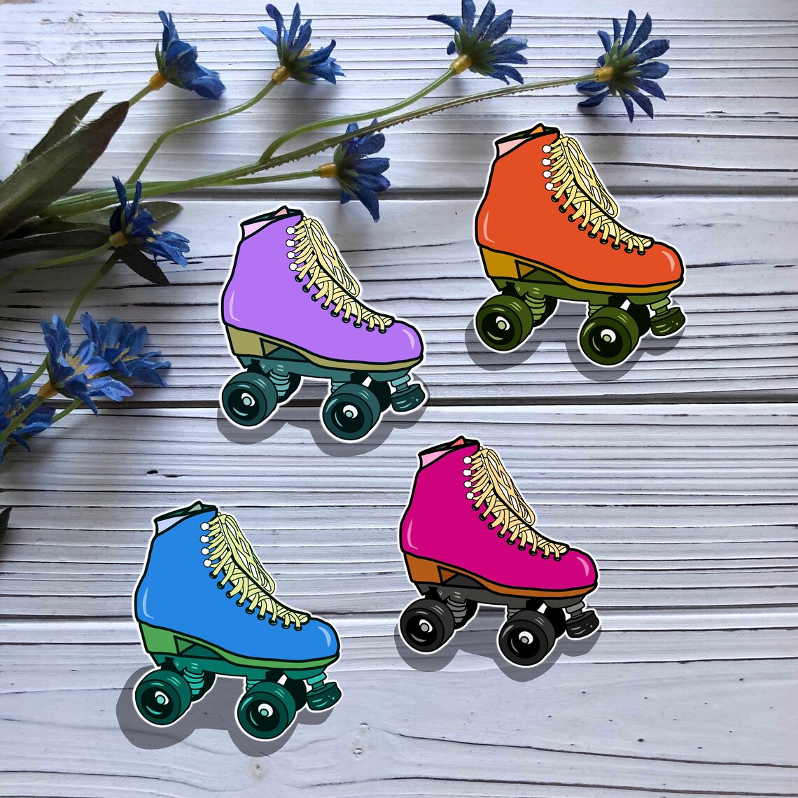 Multi Color Roller Skate Stickers Etsy
