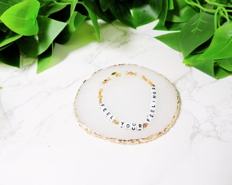 FEEL YOUR FEELINGS Letter Beaded Bracelet- Motivational Therapy Jewelry