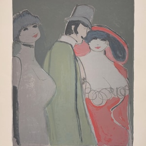 David Schneuer - Lady in Red, lithograph, hand signed