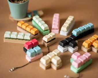 Mechanical keyboard fidget keychain in pastel