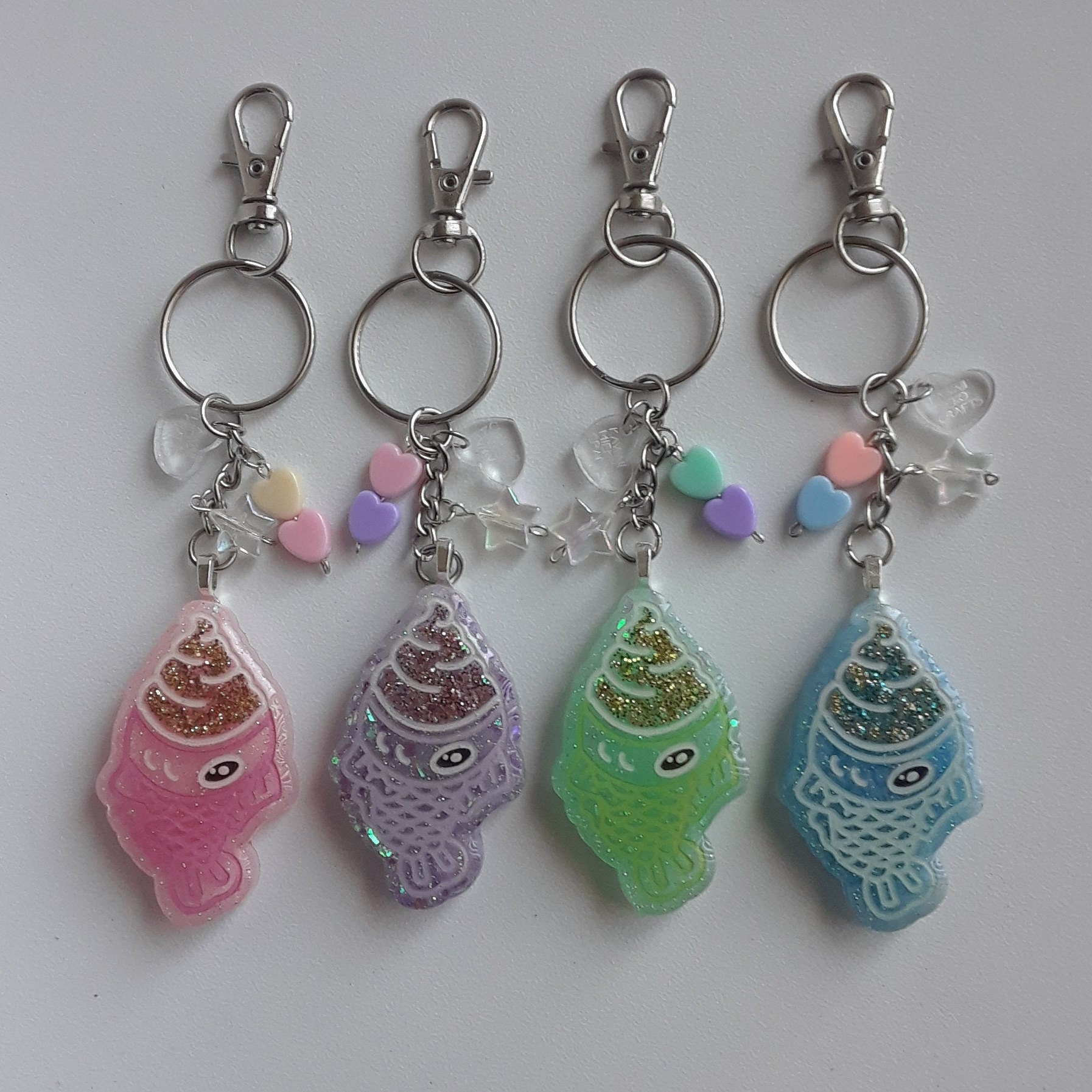 Kawaii Taiyaki Charm Keychain Cute Glitter | Etsy