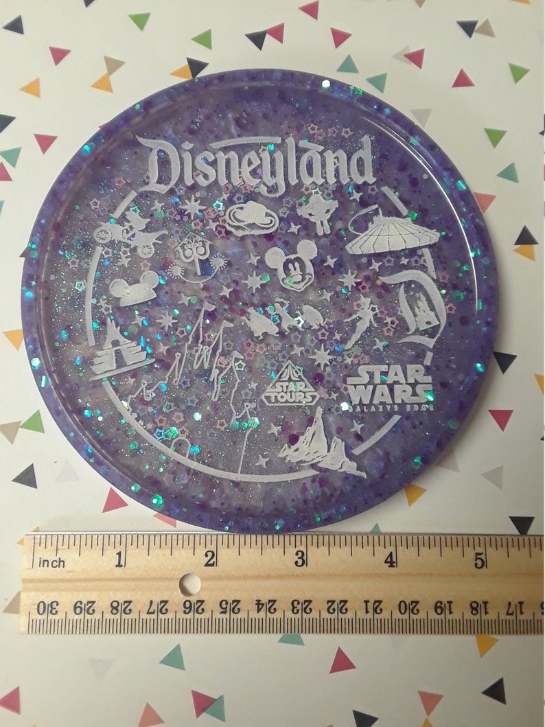 Coasters Disneyland Disney Trinket Tray 5.5 inch Glitter