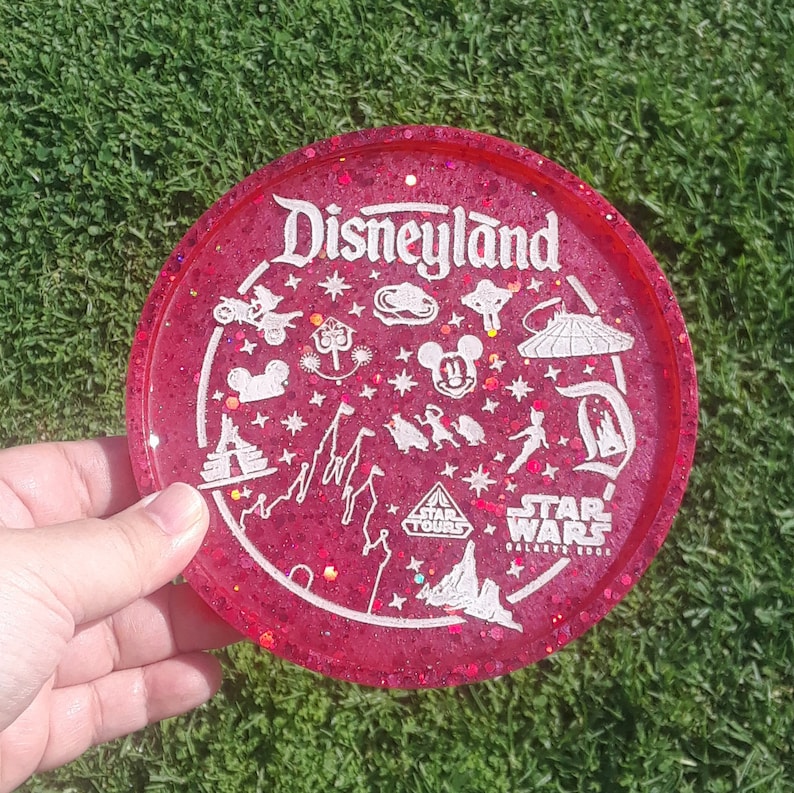 Coasters Disneyland Disney Trinket Tray 5.5 inch Glitter