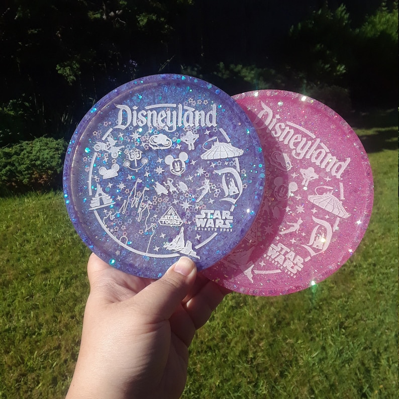 Coasters Disneyland Disney Trinket Tray 5.5 inch Glitter