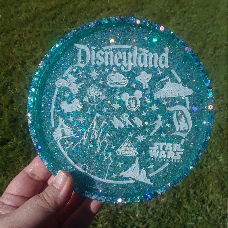 Coasters Disneyland Disney Trinket Tray 5.5 inch Glitter