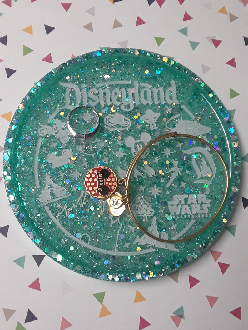 Coasters Disneyland Disney Trinket Tray 5.5 inch Glitter