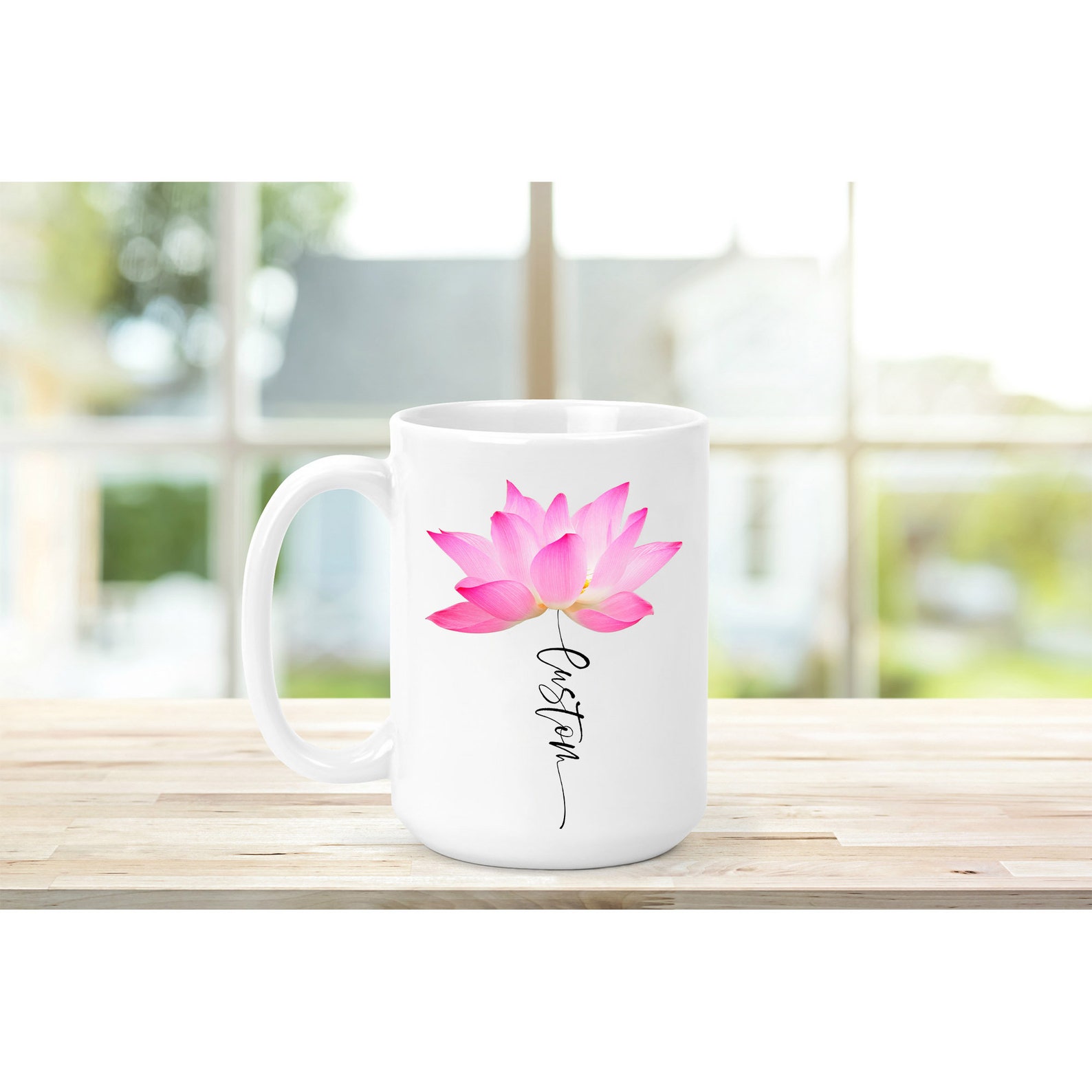 Lotus Mug Pink Lotus Lotus Gift Personalized Custom Etsy