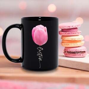 Tulip Gifts, Tulip Mug, Pink Tulip, Personalized, Custom, Mug, Gift, Valentine's Day, Mother's Day, Flower, Floral, Coffee Mug