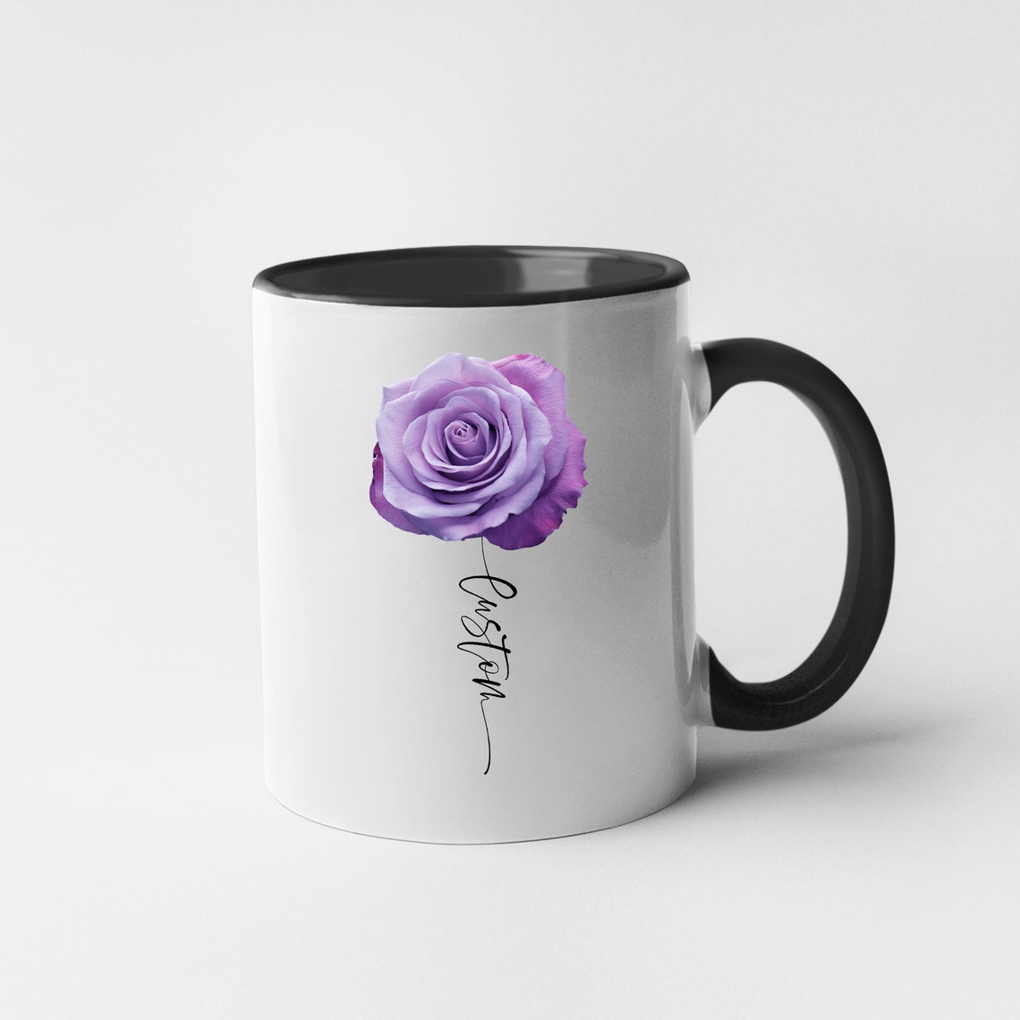 Rose Gifts Rose Mug Purple Rose Personalized Custom Mug Etsy