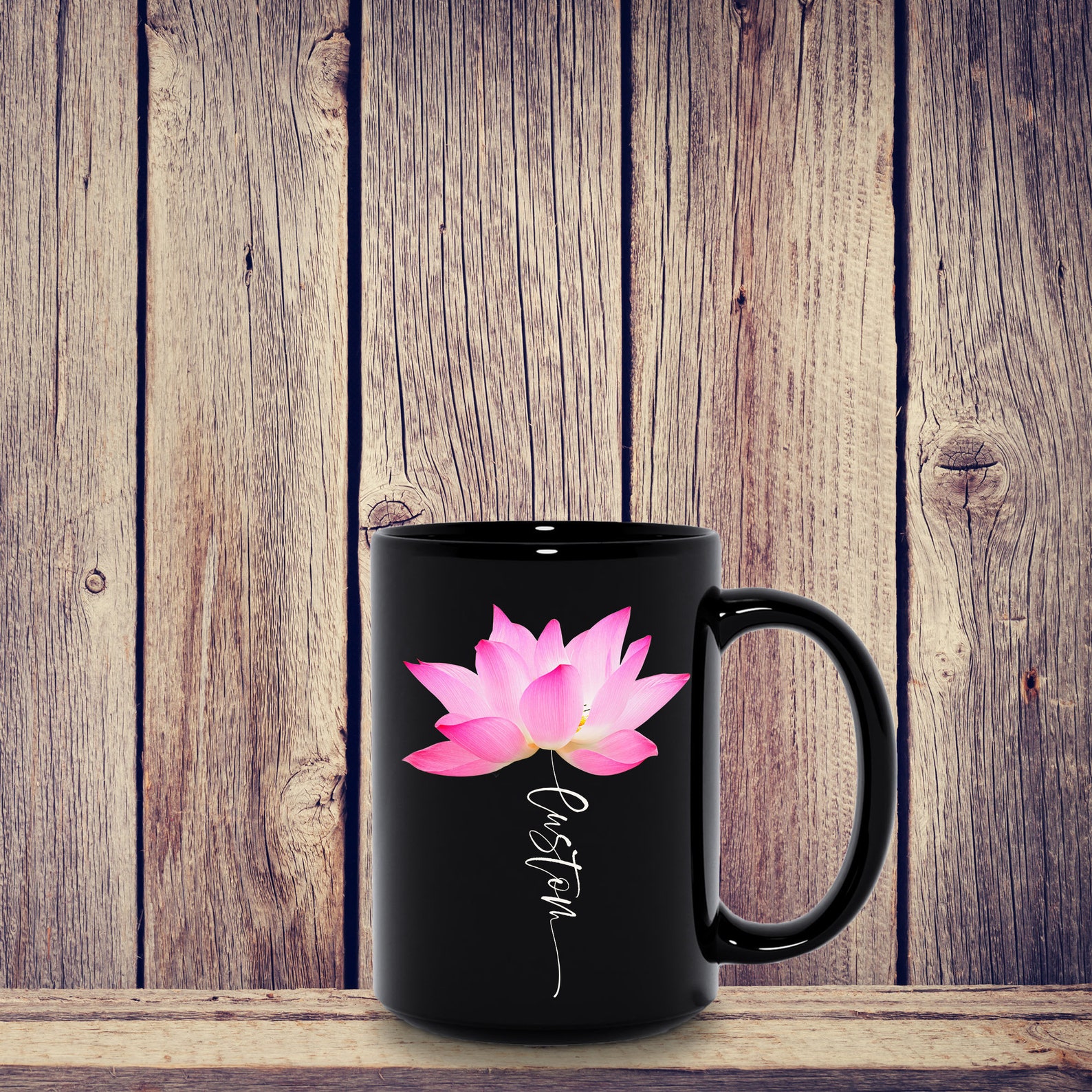 Lotus Mug Pink Lotus Lotus Gift Personalized Custom Etsy