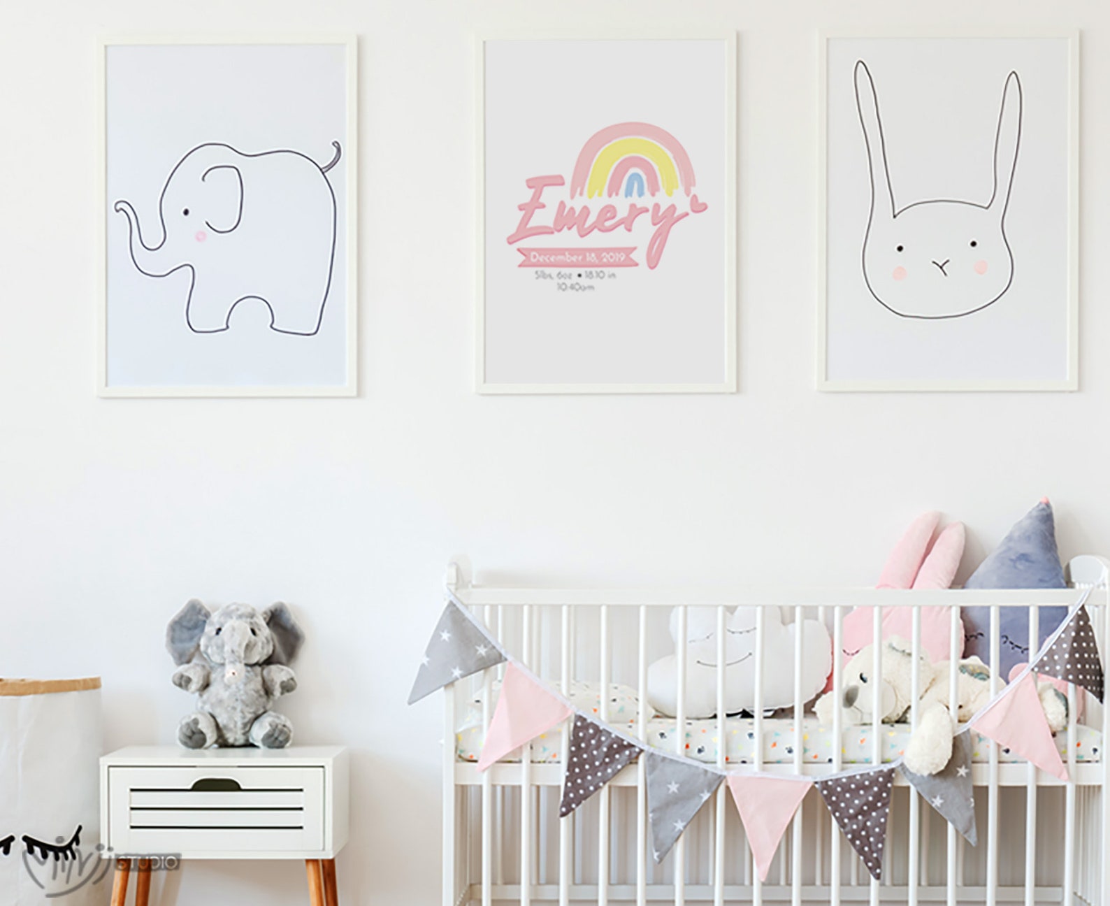 Personalised Baby Name Nursery Print Nursery wall art Etsy