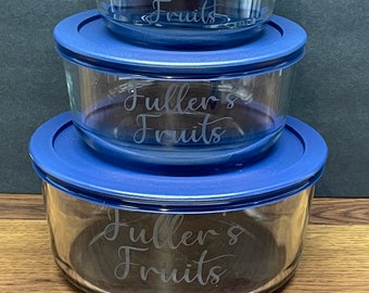 Personalized Name Glass Dish Containers/ Pyrex Glass/ Tupperware