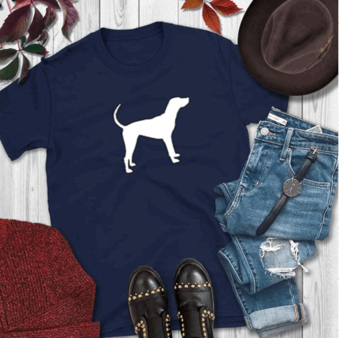 Hound Silhouette Tshirt/coonhound/blue Tick/redbone/treeing Walker