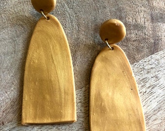 Large Gold Polymer Clay Earrings