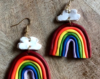 Rainbow Polymer Clay Earrings