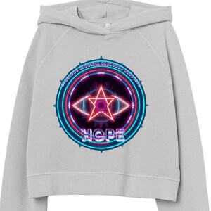Neon Mandala-ontwerp HOPE met binaire code | Futuristisch oogsymbool voor shirts, hoodies en posters | PNG digitale download