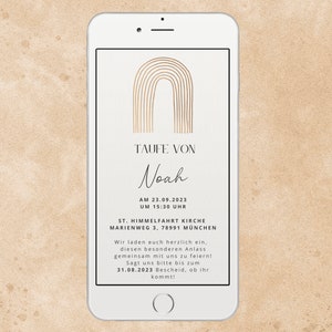 Baptism invitation digital baptism eCard Invitation minimalistic beige gold personalized Save the Date