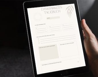 Digital gratitude journal in German for download and printing as a gratitude template for digital diaries