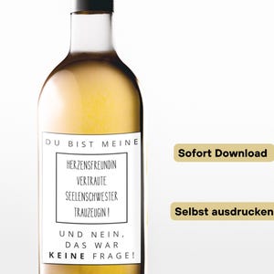 Maid of honor ask label wine | Funny wine label to print yourself Digital download for bridesmaid wine lovers wine label