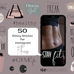 Instagram Story Sticker Fitness Sport Gym Lifestyle | Storysticker l Elements | Highlights 50+ Bundle IG Stickers Gym Motivation