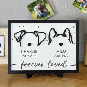 Memorial Dog Ear Portrait Keepsake Plaque, Custom 1-2 Dog Memorial Plaque with Stars Night Engraved Pet Loss Gift, Bereavement Dog Loss Gift