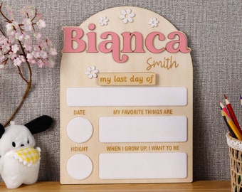Daisy First Day of School Sign, Last Day of School Board, Personalized School Sign, Back to School Photo Prop Dry Erase Board, Kids Gifts