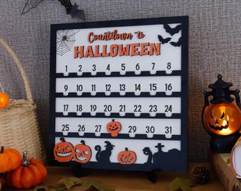 Moveable Halloween Countdown Sign, Pumpkin Calendar, Spooky Decor