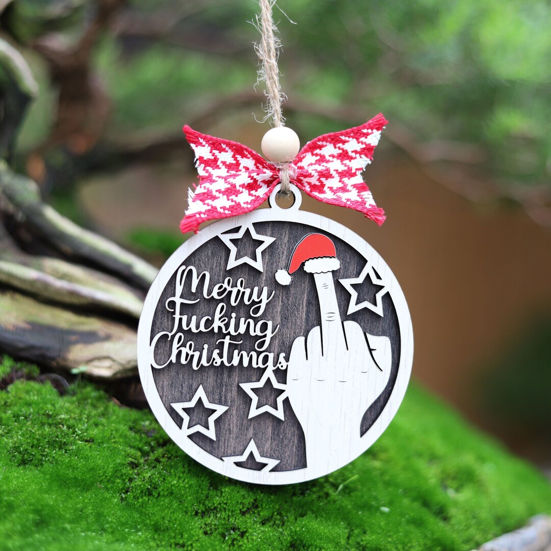 Middle Finger Christmas Ornament 
