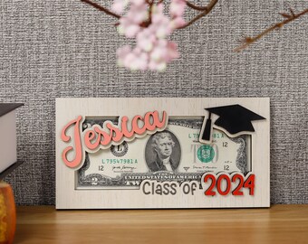 Money Holder Graduation Cash Holder, Class of 2024 Gift Holder, Custom Wooden Gift Holder For Graduation, Graduation Money Gift Holder