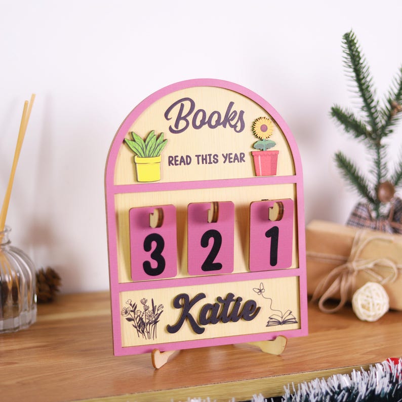 Personalized Books I Read This Year Counter, Books Read Tracker Wooden ...