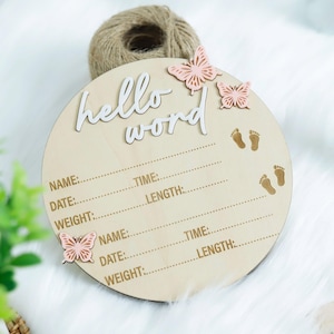 Butterfly Twin Birth Stats, Twin Baby Announcement, Hello World Name Sign, Twin Baby Gift Twin Girls Birth Sign Newborn Gift New Mom Gift