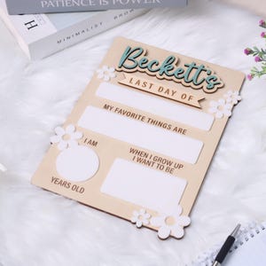 Customized First Day Of School Sign, Last Day Of School Sign, Back To School Sign, Dry Erase First Day of School Name Changeable Sign Gifts