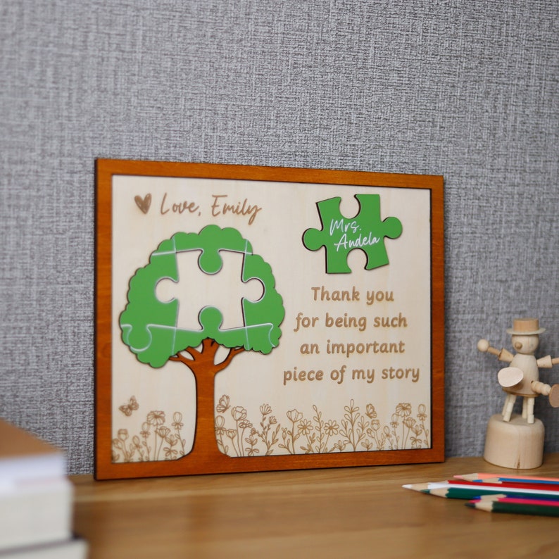 Thank You Teacher Plaque, Teacher Puzzle Piece Sign, Teacher ...
