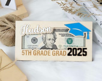Custom 5th Grade Grad Money Holder, Elementary School Graduation Gift, Personalized Wooden Envelope Grad Gift Congrats, 5th Grader Grads