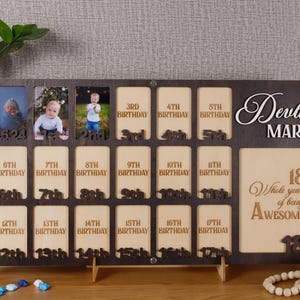 Newborn through 18th Birthday Picture Frame, School Years from Birth to Senior Photo Frame, 19 Photo Collage Frame, School Picture Keepsake