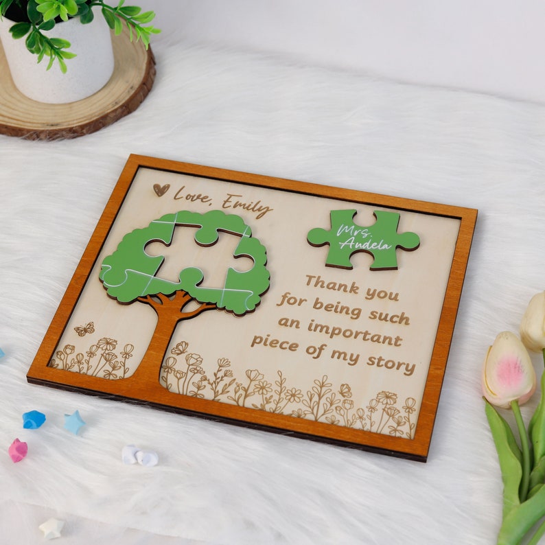 Thank You Teacher Plaque, Teacher Puzzle Piece Sign, Teacher ...