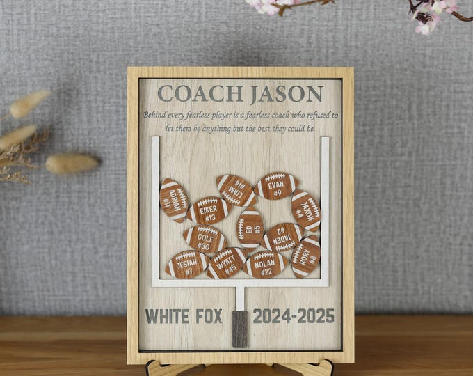 Personalized Football Coach Thank You Gift, Football Coach Shaker Sign, Gift from Team, 3D Football Coach Appreciation Sign, Football Team