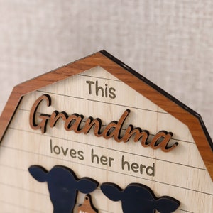 This Grandma Loves Her Herd Sign, Custom Grandma's Cows Wooded Plaque ...
