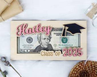 Personalized Class of 2025 Money Holder Gift, 2025 Graduation Cash Holder, Wooden Money Holder Card, Gift for Senior Students High School