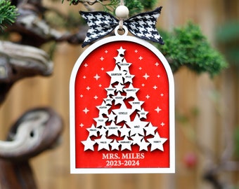 Personalized Teacher Christmas Ornament, Class List Gift
