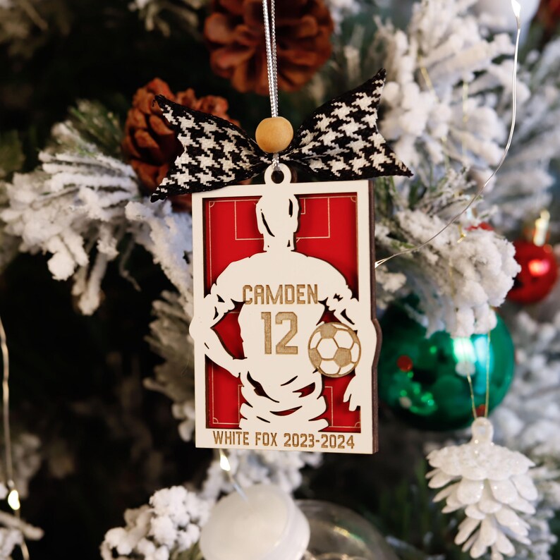 Personalized Soccer Lovers Ornaments, Soccer Player Name & Number Car